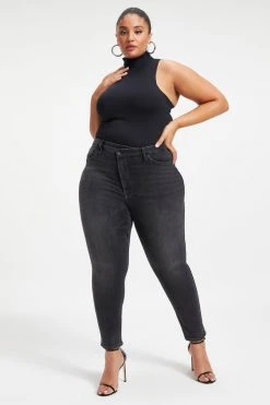 GA-SALE High Waisted GOOD CURVE SKINNY CROSSOVER | BLACK264