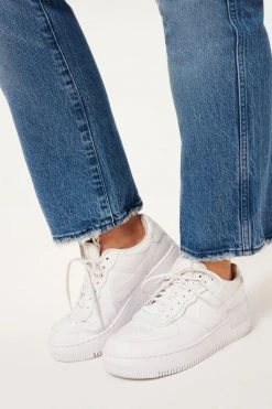 GOOD AMERICAN High Waisted GOOD CURVE STRAIGHT NATURAL FRAY HEM | BLUE858