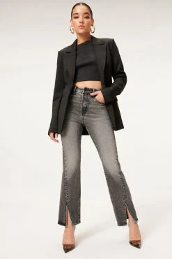 GA-SALE GOOD CURVE STRAIGHT TWIST SLIT | BLACK181 High Waisted
