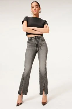 GA-SALE GOOD CURVE STRAIGHT TWIST SLIT | BLACK181 High Waisted