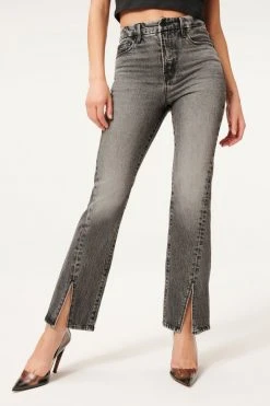 GA-SALE GOOD CURVE STRAIGHT TWIST SLIT | BLACK181 High Waisted