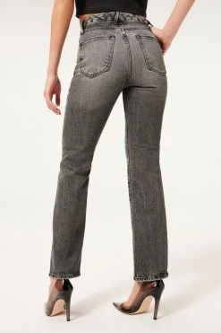 GA-SALE GOOD CURVE STRAIGHT TWIST SLIT | BLACK181 High Waisted