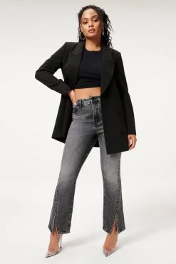 GA-SALE GOOD CURVE STRAIGHT TWIST SLIT | BLACK181 High Waisted