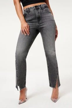 GA-SALE GOOD CURVE STRAIGHT TWIST SLIT | BLACK181 High Waisted