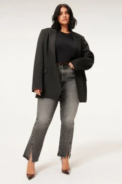 GA-SALE GOOD CURVE STRAIGHT TWIST SLIT | BLACK181 High Waisted