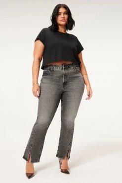 GA-SALE GOOD CURVE STRAIGHT TWIST SLIT | BLACK181 High Waisted