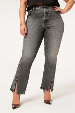 GA-SALE GOOD CURVE STRAIGHT TWIST SLIT | BLACK181 High Waisted