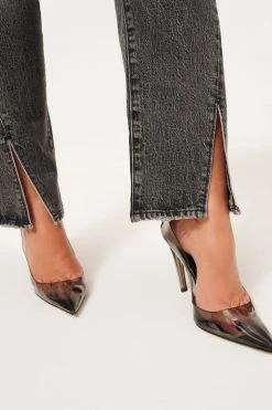 GA-SALE GOOD CURVE STRAIGHT TWIST SLIT | BLACK181 High Waisted