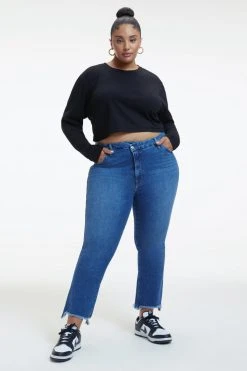 GOOD AMERICAN GOOD CURVE STRAIGHT CROSSOVER WAIST | INDIGO125