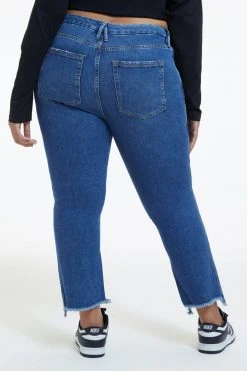 GOOD AMERICAN GOOD CURVE STRAIGHT CROSSOVER WAIST | INDIGO125