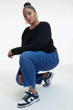 GOOD AMERICAN GOOD CURVE STRAIGHT CROSSOVER WAIST | INDIGO125