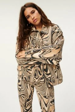 GA-SALE Tops BOYFRIEND JACKET TAN SWIRL | NATURAL SWIRL001