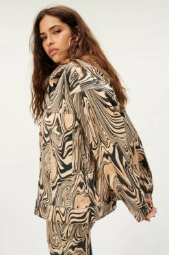 GA-SALE Tops BOYFRIEND JACKET TAN SWIRL | NATURAL SWIRL001
