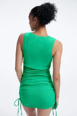 GOOD AMERICAN Dresses RUCHED TANK MINI DRESS | SUMMER GREEN002