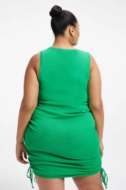 GOOD AMERICAN Dresses RUCHED TANK MINI DRESS | SUMMER GREEN002