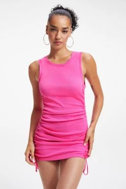 GOOD AMERICAN RUCHED TANK MINI DRESS | HAWAIIAN PINK001 Dresses