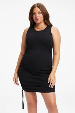 GOOD AMERICAN MATERNITY RUCHED TANK MINI DRESS | BLACK001