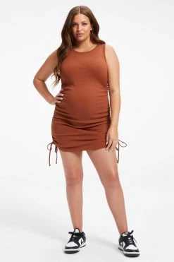 GOOD AMERICAN MATERNITY RUCHED TANK MINI DRESS | TORTOISE SHELL001 Dresses