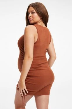 GOOD AMERICAN MATERNITY RUCHED TANK MINI DRESS | TORTOISE SHELL001 Dresses