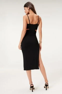 GOOD AMERICAN Dresses CUT OUT MIDI DRESS | BLACK001