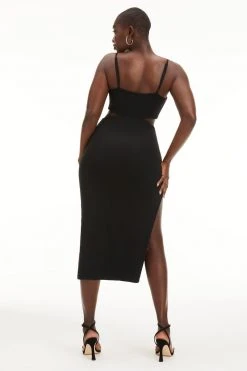 GOOD AMERICAN Dresses CUT OUT MIDI DRESS | BLACK001