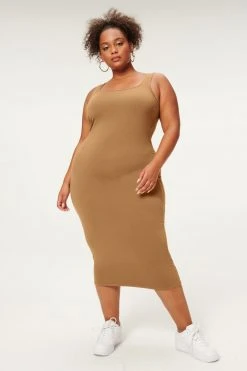 GA-SALE Dresses SCOOP NECK MIDI DRESS | SEPIA001