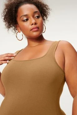 GA-SALE Dresses SCOOP NECK MIDI DRESS | SEPIA001