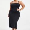 GOOD AMERICAN SCUBA SPAGHETTI MIDI DRESS | BLACK001 Dresses