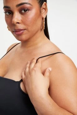 GOOD AMERICAN SCUBA SPAGHETTI MIDI DRESS | BLACK001 Dresses