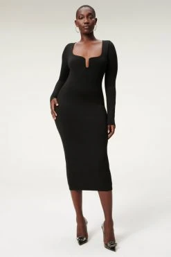 GOOD AMERICAN Dresses U RING MIDI DRESS | BLACK001