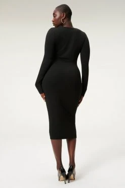 GOOD AMERICAN Dresses U RING MIDI DRESS | BLACK001