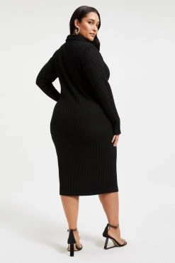 GOOD AMERICAN Good '90s '90S RIBBED SHIRT DRESS | BLACK001