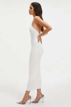 Hot Sale 💯 GOOD AMERICAN GOOD TOUCH '90S HALTER DRESS | IVORY001 Good '90s ⭐ 16 GOOD AMERICAN GOOD TOUCH '90S HALTER DRESS | IVORY001 Good '90s