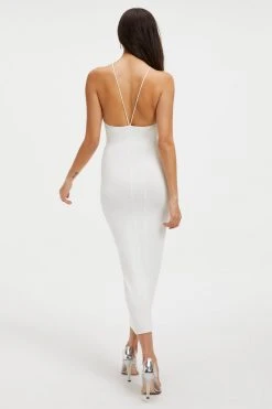 Hot Sale 💯 GOOD AMERICAN GOOD TOUCH '90S HALTER DRESS | IVORY001 Good '90s ⭐ 17 GOOD AMERICAN GOOD TOUCH '90S HALTER DRESS | IVORY001 Good '90s