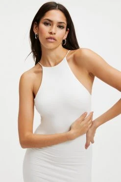 Hot Sale 💯 GOOD AMERICAN GOOD TOUCH '90S HALTER DRESS | IVORY001 Good '90s ⭐ 18 GOOD AMERICAN GOOD TOUCH '90S HALTER DRESS | IVORY001 Good '90s