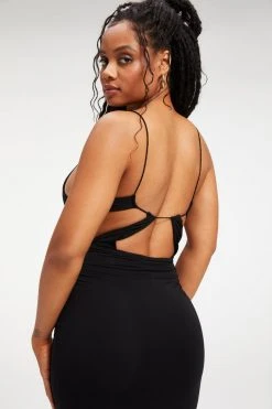 GOOD AMERICAN GOOD TOUCH '90s OPEN BACK DRESS | BLACK001 Good '90s