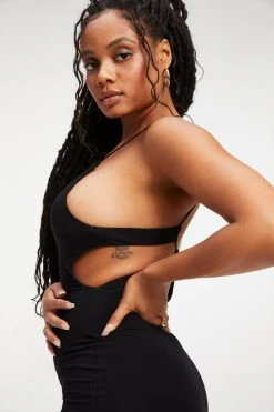 GOOD AMERICAN GOOD TOUCH '90s OPEN BACK DRESS | BLACK001 Good '90s