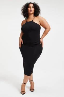 GOOD AMERICAN GOOD TOUCH '90S HALTER DRESS | BLACK001 Good '90s