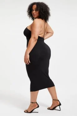 GOOD AMERICAN GOOD TOUCH '90S HALTER DRESS | BLACK001 Good '90s