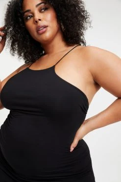 GOOD AMERICAN GOOD TOUCH '90S HALTER DRESS | BLACK001 Good '90s