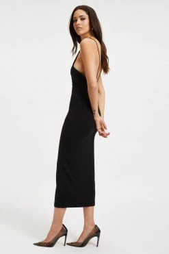 GOOD AMERICAN GOOD TOUCH '90S HALTER DRESS | BLACK001 Good '90s