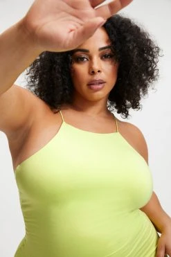 GOOD AMERICAN GOOD TOUCH '90S HALTER DRESS | KEY LIME001 Good '90s