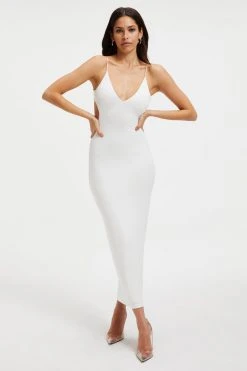 GOOD AMERICAN GOOD TOUCH '90s OPEN BACK DRESS | IVORY001