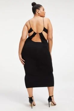 GOOD AMERICAN GOOD TOUCH '90s OPEN BACK DRESS | BLACK001 Good '90s
