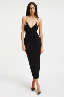 GOOD AMERICAN GOOD TOUCH '90s OPEN BACK DRESS | BLACK001 Good '90s