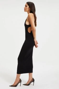 GOOD AMERICAN GOOD TOUCH '90s OPEN BACK DRESS | BLACK001 Good '90s