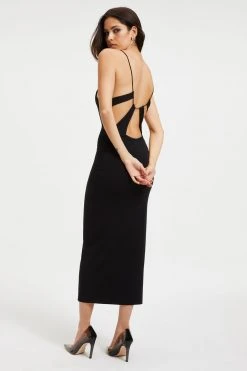 GOOD AMERICAN GOOD TOUCH '90s OPEN BACK DRESS | BLACK001 Good '90s