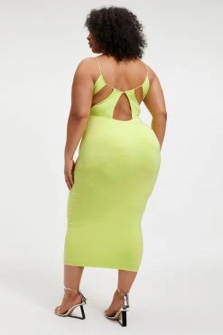 Hot Sale 💯 GOOD AMERICAN Good '90s GOOD TOUCH '90s OPEN BACK DRESS | KEY LIME001 😉 12 GOOD AMERICAN Good '90s GOOD TOUCH '90s OPEN BACK DRESS | KEY LIME001
