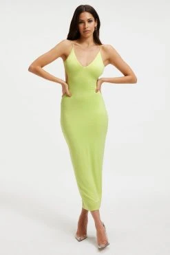 Hot Sale 💯 GOOD AMERICAN Good '90s GOOD TOUCH '90s OPEN BACK DRESS | KEY LIME001 😉 15 GOOD AMERICAN Good '90s GOOD TOUCH '90s OPEN BACK DRESS | KEY LIME001