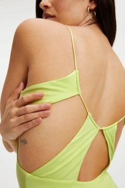 Hot Sale 💯 GOOD AMERICAN Good '90s GOOD TOUCH '90s OPEN BACK DRESS | KEY LIME001 😉 18 GOOD AMERICAN Good '90s GOOD TOUCH '90s OPEN BACK DRESS | KEY LIME001
